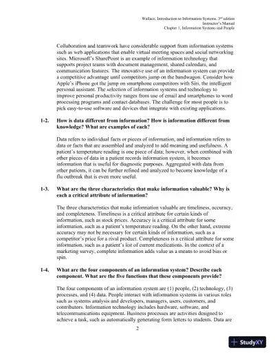 Solution Manual for Introduction to Information Systems: People, Technology and Processes, 3rd Edition - Page 3 preview image