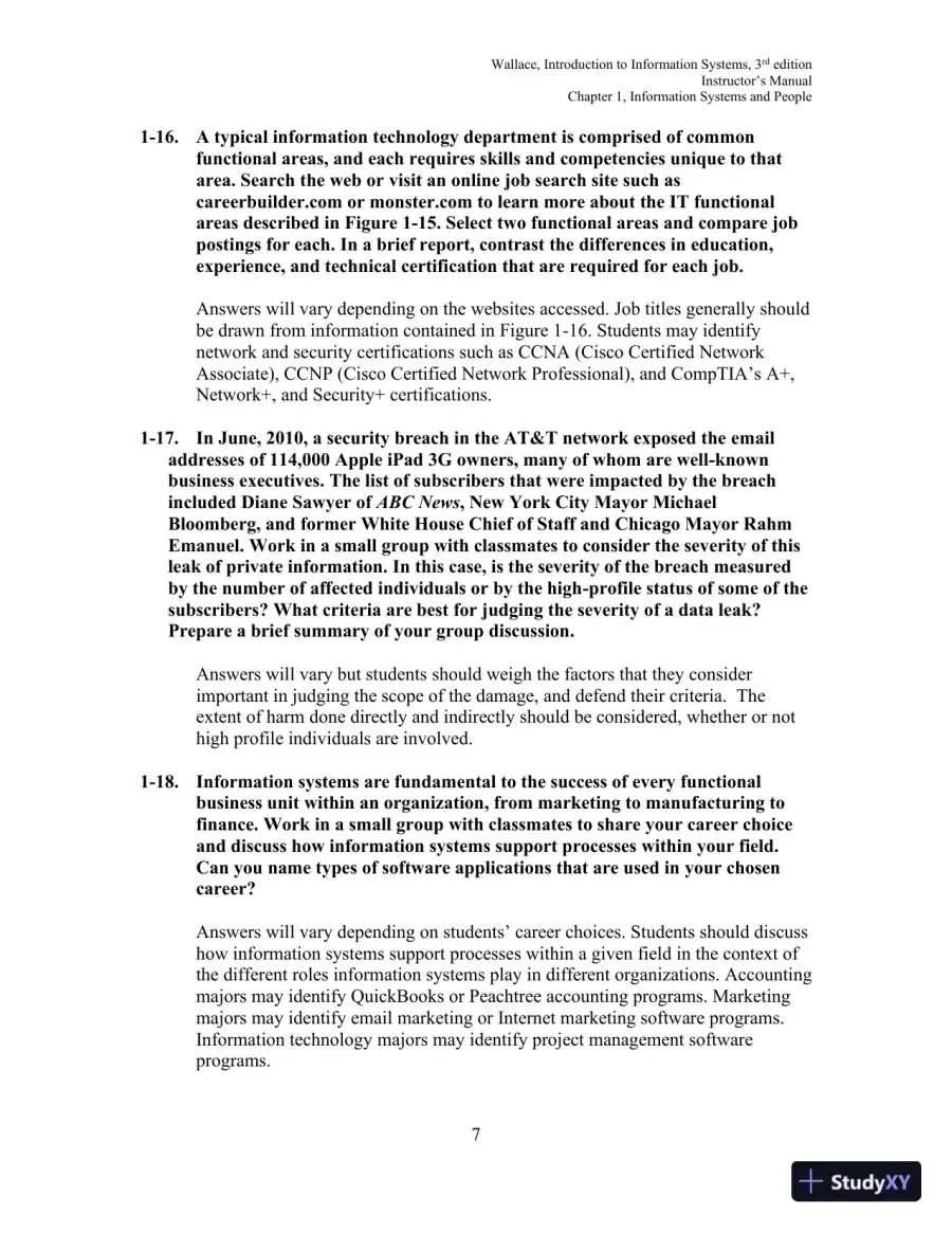 Solution Manual for Introduction to Information Systems: People, Technology and Processes, 3rd Edition, page 8