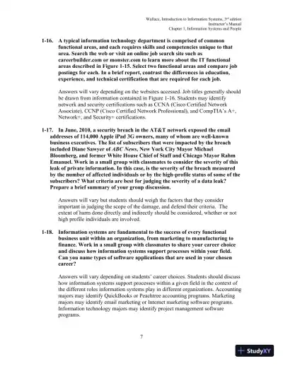 Solution Manual for Introduction to Information Systems: People, Technology and Processes, 3rd Edition - Page 8 preview image