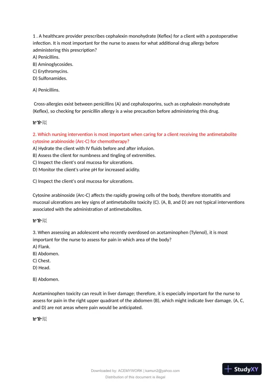 2021 HESI Pharmacology Practice Exam With Answers (72 Solved Questions), page 3