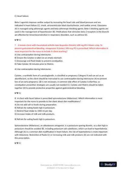 2021 HESI Pharmacology Practice Exam With Answers (72 Solved Questions) - Page 5 preview image