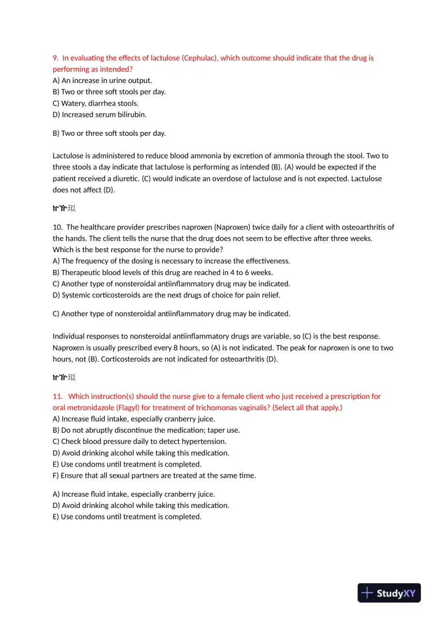 2021 HESI Pharmacology Practice Exam With Answers (72 Solved Questions), page 6