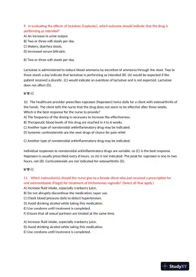 2021 HESI Pharmacology Practice Exam With Answers (72 Solved Questions) - Page 6 preview image