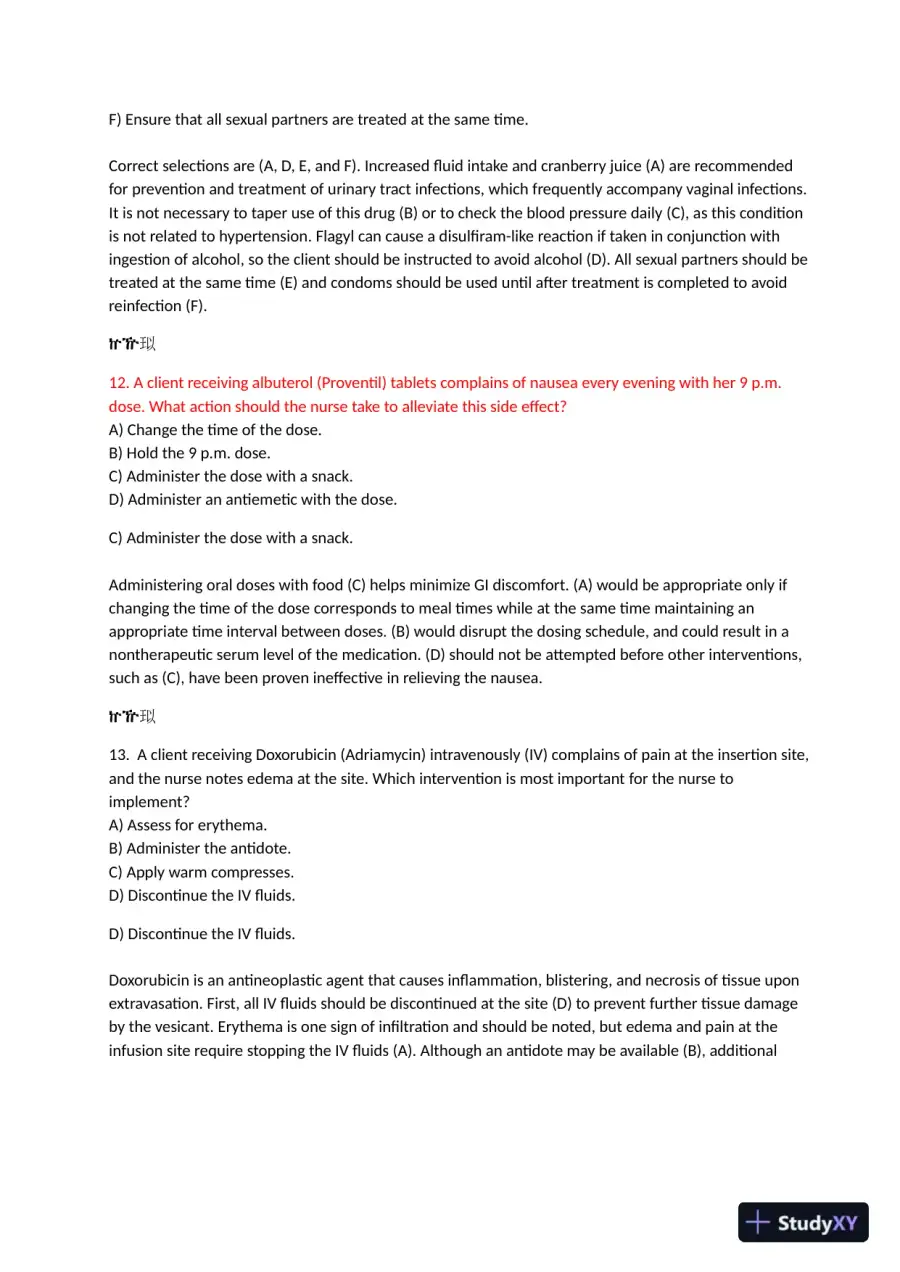 2021 HESI Pharmacology Practice Exam With Answers (72 Solved Questions), page 7