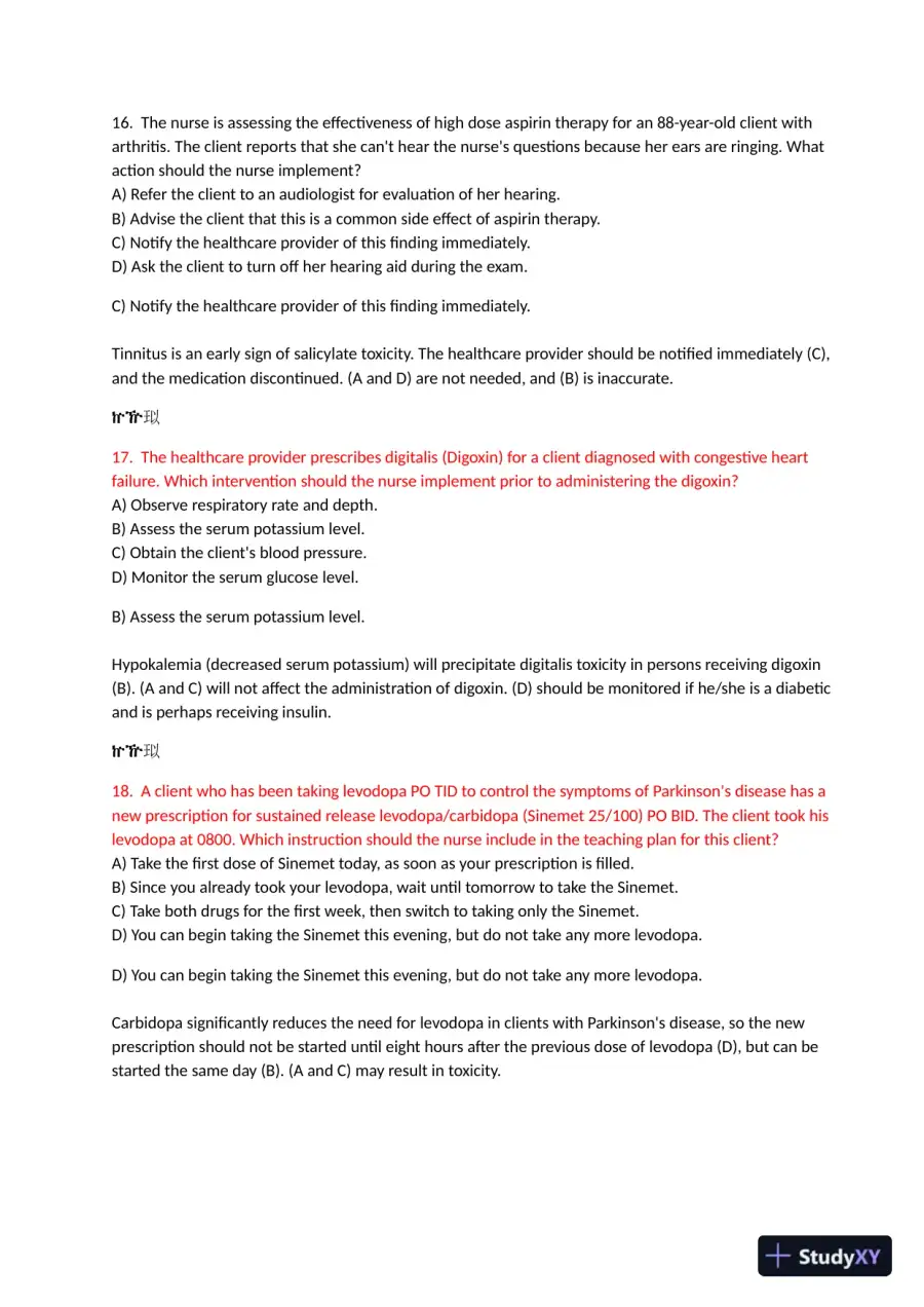 2021 HESI Pharmacology Practice Exam With Answers (72 Solved Questions), page 9