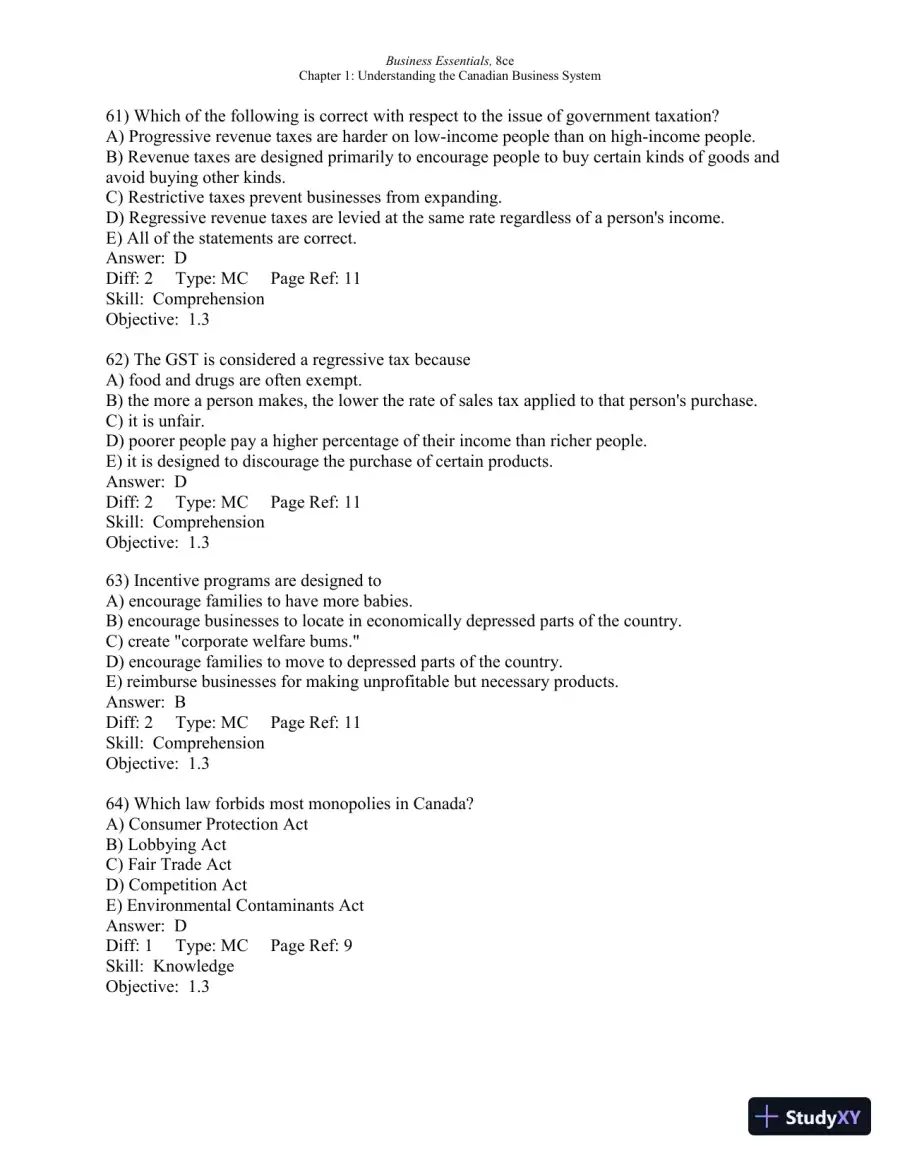 Test Bank For Business Essentials, Eighth Canadian Edition 8th Edition, page 20