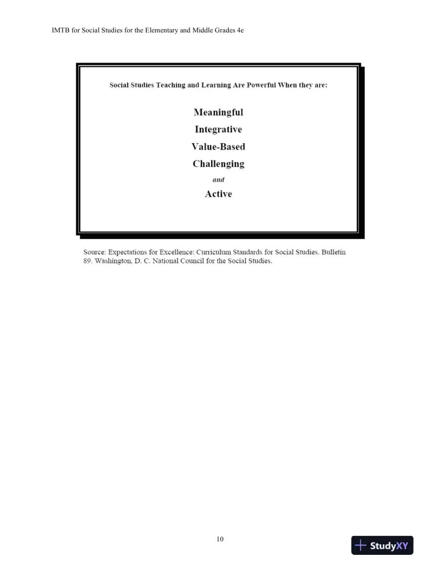 Test Bank for Social Studies For The Elementary And Middle Grades: A Constructivist Approach, 4th Edition, page 13