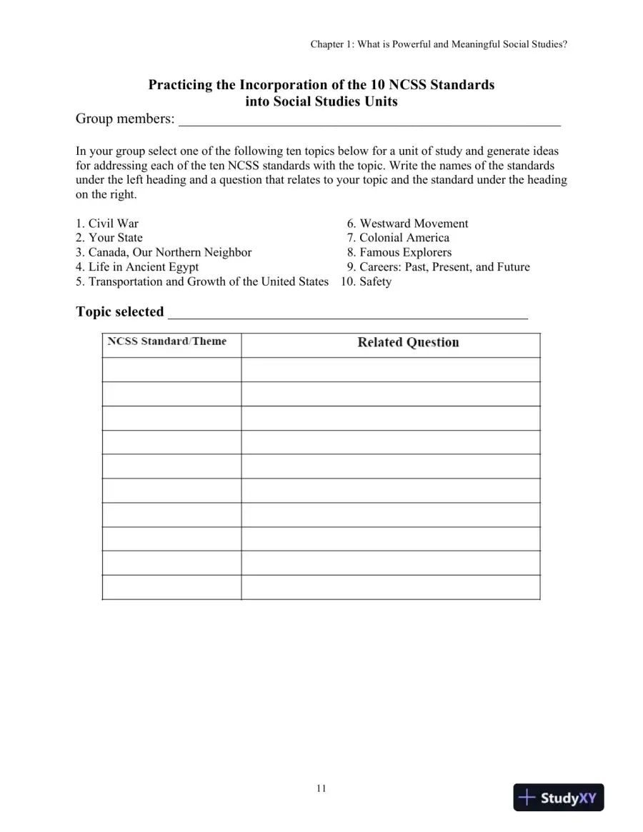 Test Bank for Social Studies For The Elementary And Middle Grades: A Constructivist Approach, 4th Edition, page 14