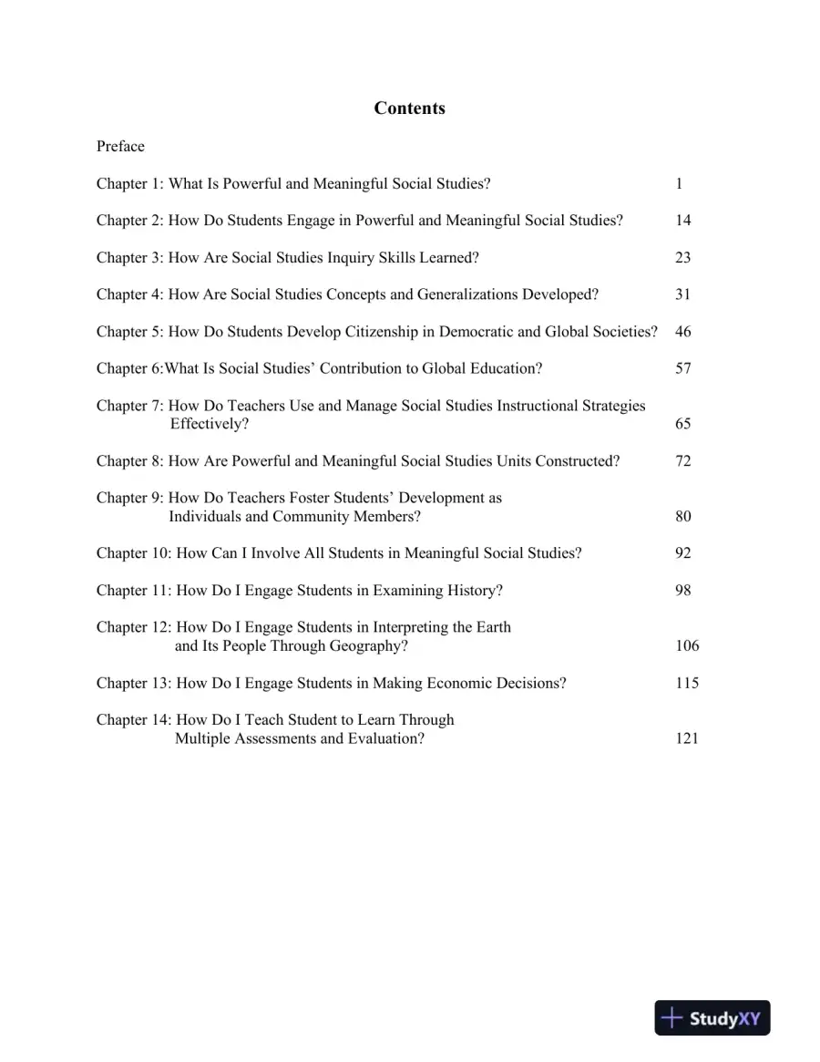 Test Bank for Social Studies For The Elementary And Middle Grades: A Constructivist Approach, 4th Edition, page 3