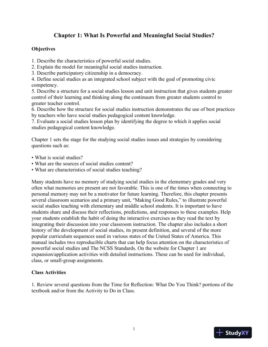 Test Bank for Social Studies For The Elementary And Middle Grades: A Constructivist Approach, 4th Edition, page 4