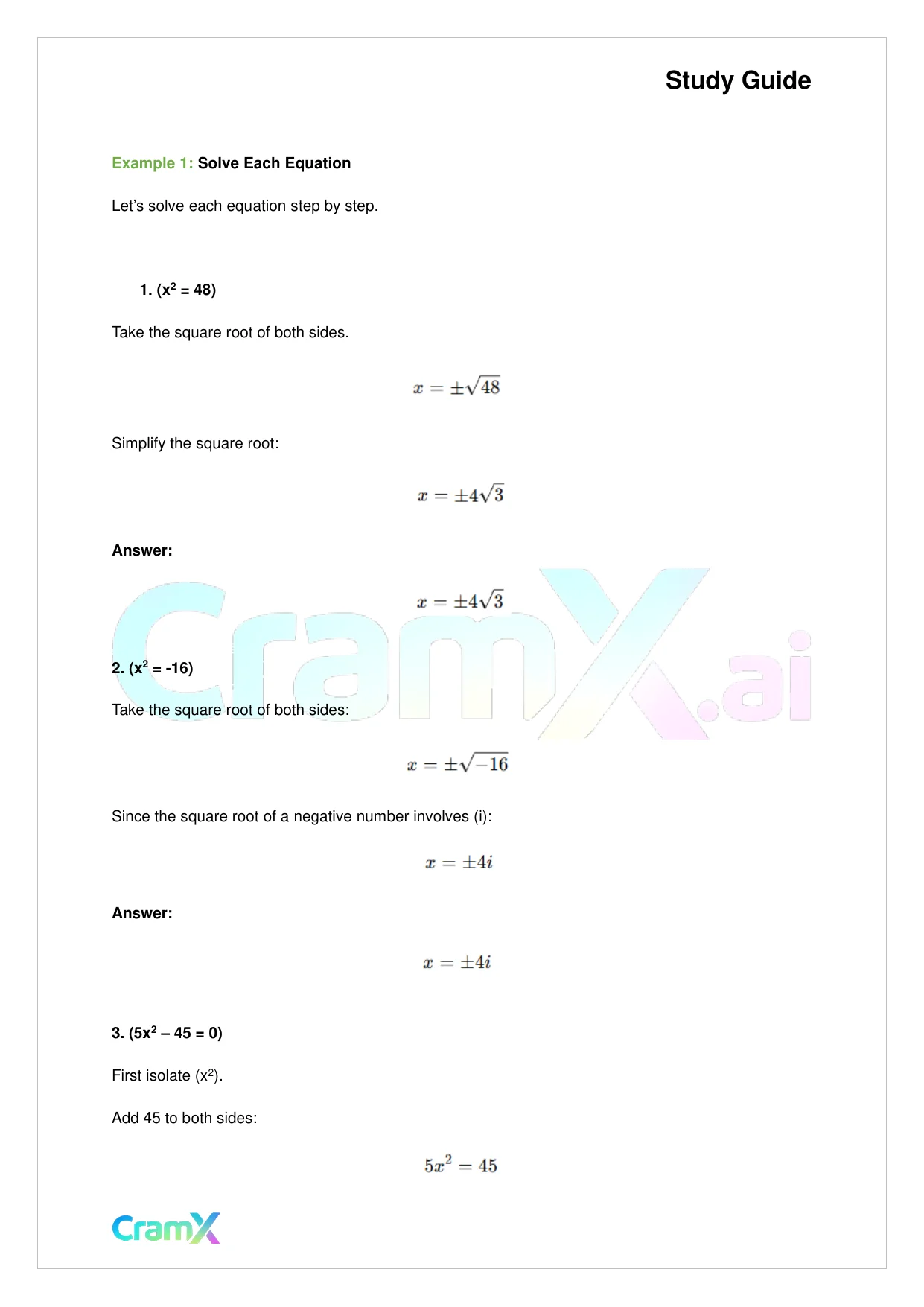 Algebra II - Quadratics in One Variable - Page 10 preview image