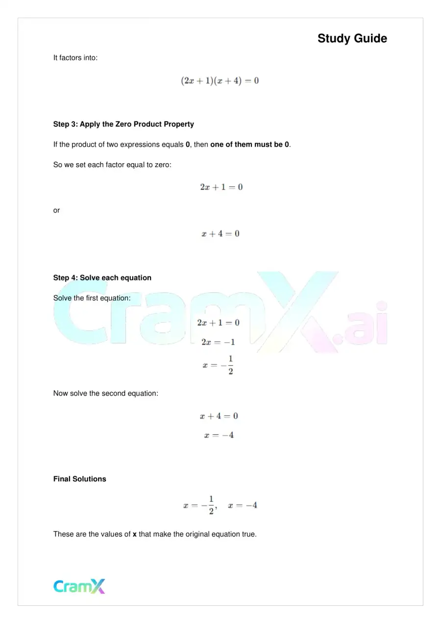Algebra II - Quadratics in One Variable, page 4