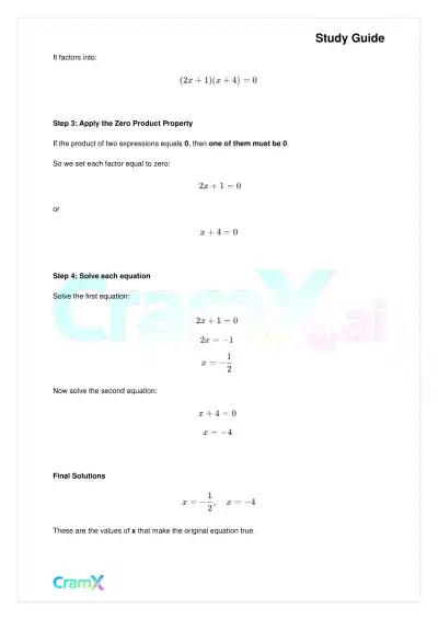 Algebra II - Quadratics in One Variable - Page 4 preview image