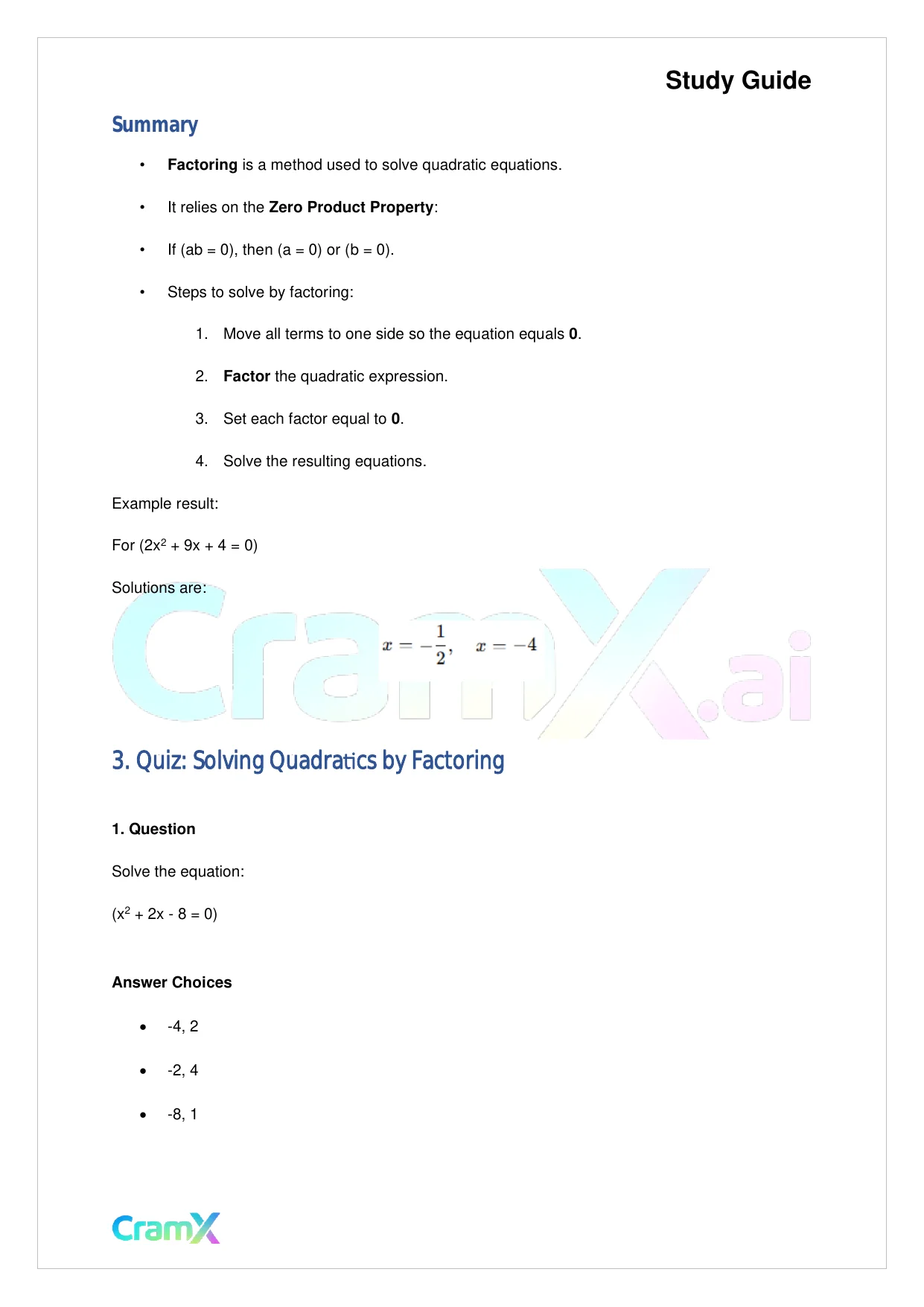 Algebra II - Quadratics in One Variable - Page 5 preview image