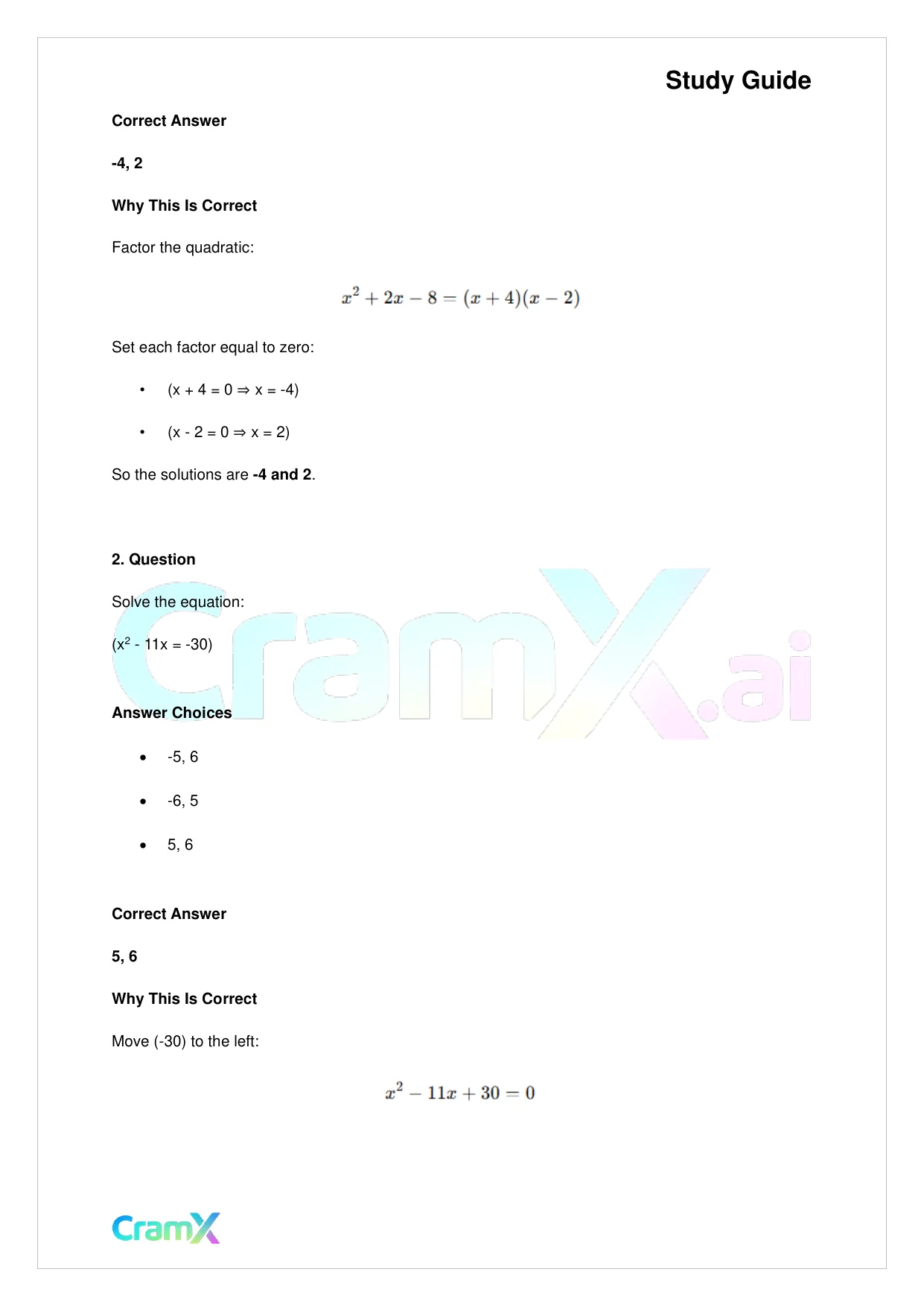 Algebra II - Quadratics in One Variable - Page 6 preview image