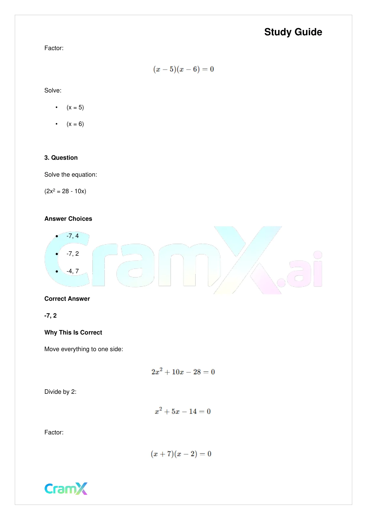 Algebra II - Quadratics in One Variable - Page 7 preview image