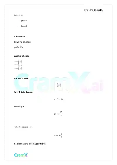 Algebra II - Quadratics in One Variable - Page 8 preview image