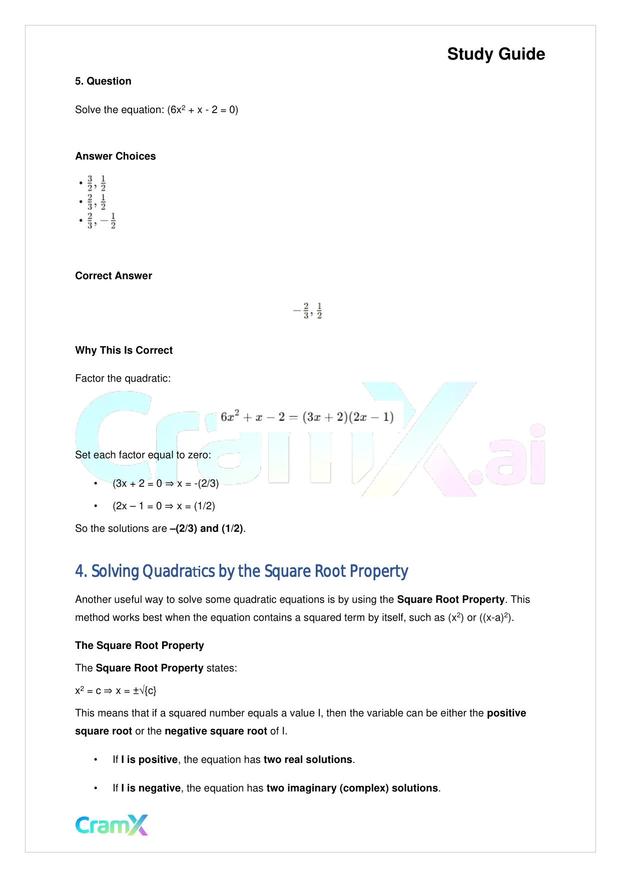 Algebra II - Quadratics in One Variable - Page 9 preview image