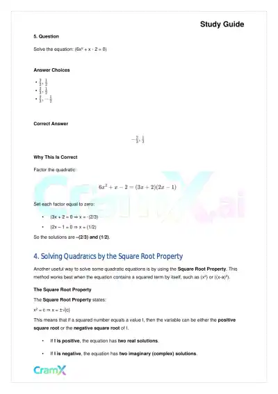 Algebra II - Quadratics in One Variable - Page 9 preview image