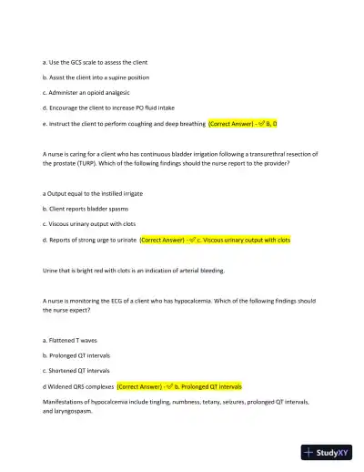 2023-2024 ATI Med Surg Proctored Practice Exam with Answers (61 Solved Questions) - Page 3 preview image