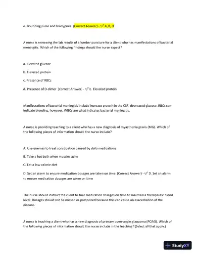 2023-2024 ATI Med Surg Proctored Practice Exam with Answers (61 Solved Questions) - Page 5 preview image