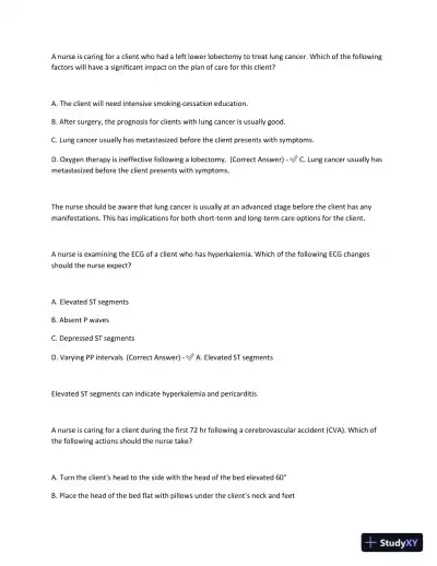 2023-2024 ATI Med Surg Proctored Practice Exam with Answers (61 Solved Questions) - Page 9 preview image