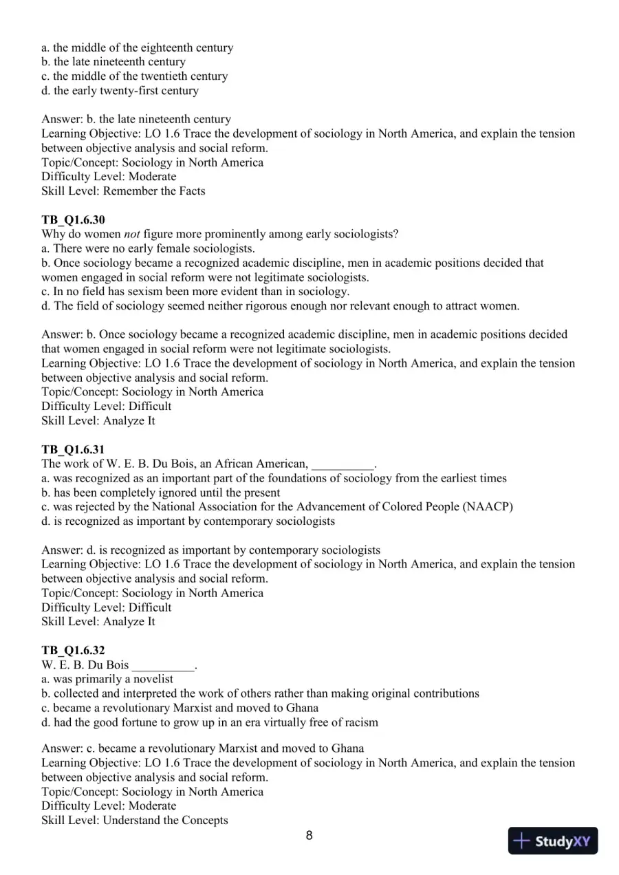 Test Bank For Sociology: Down-To-Earth Approach, 14th Edition, page 11