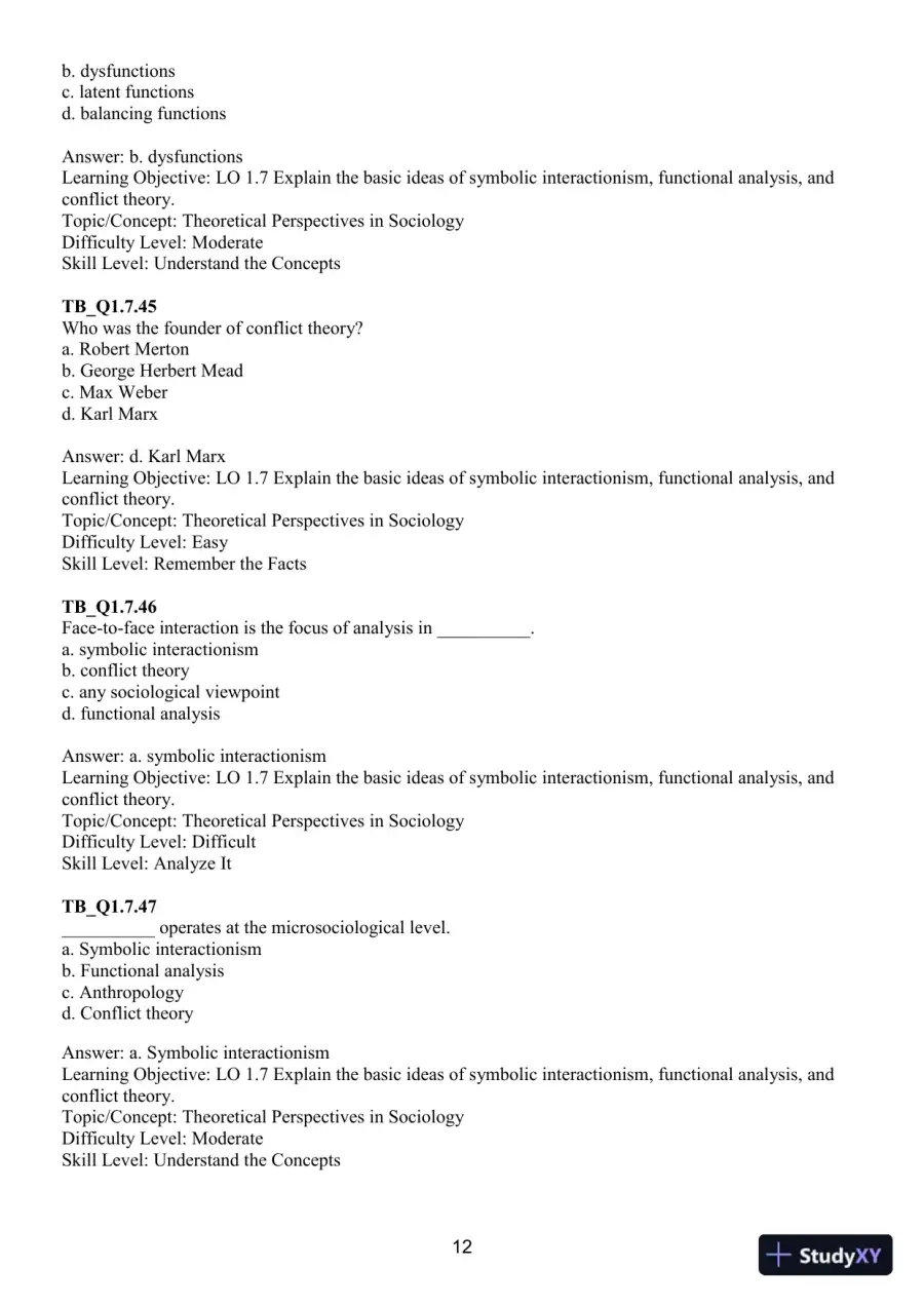 Test Bank For Sociology: Down-To-Earth Approach, 14th Edition, page 15