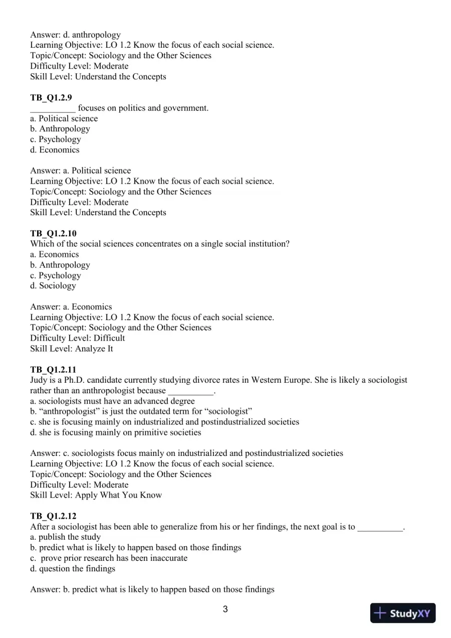 Test Bank For Sociology: Down-To-Earth Approach, 14th Edition, page 6