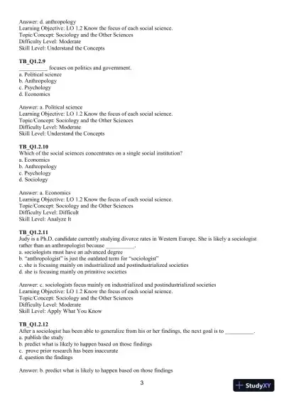 Test Bank For Sociology: Down-To-Earth Approach, 14th Edition - Page 6 preview image