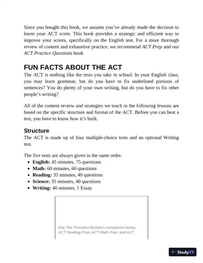 Princeton Review ACT English Prep: 4 Practice Tests + Review (2022) - Page 17 preview image