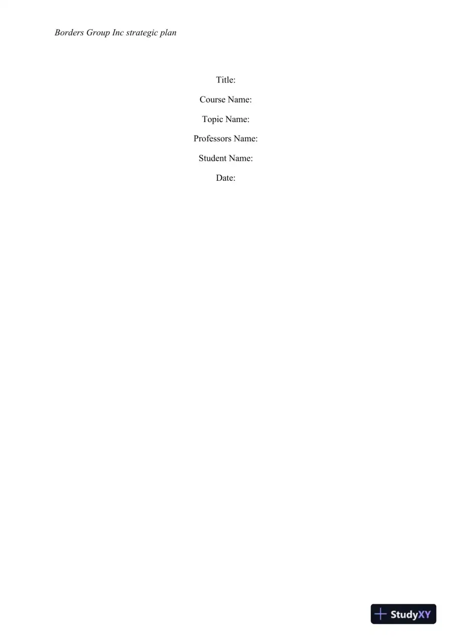 Borders Group Inc Strategic Plan, page 3