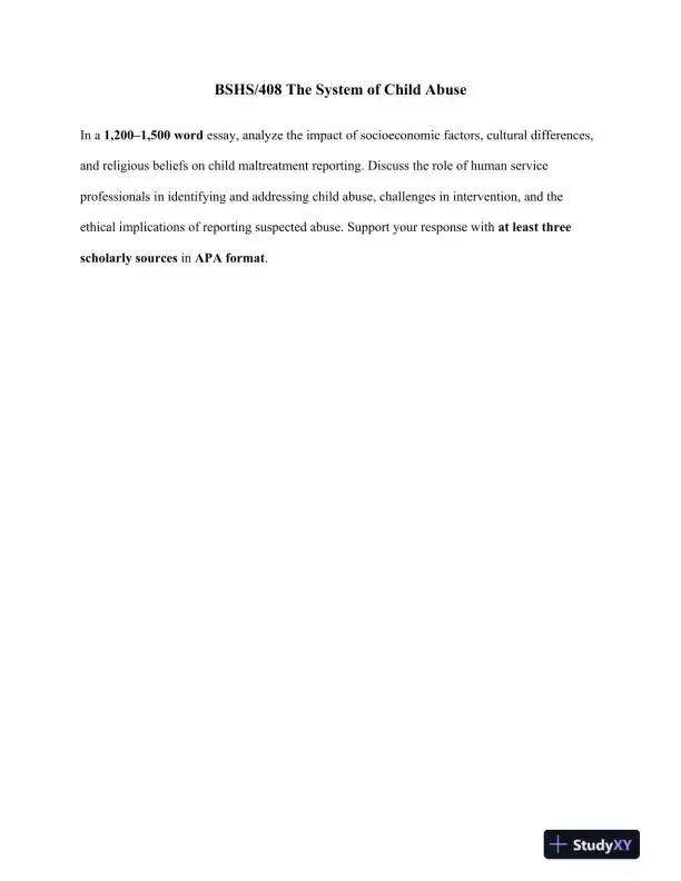 BSHS/408 The System of Child Abuse - Page 1 preview image