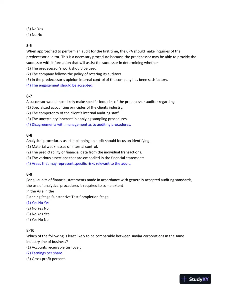 CPA Auditing Multiple Choice Questions and Case Study Analysis, page 3