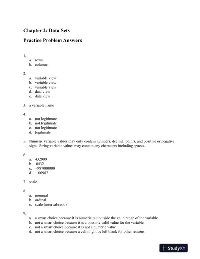 Solution Manual for Answering Questions With Statistics, 1st Edition - Page 4 preview image