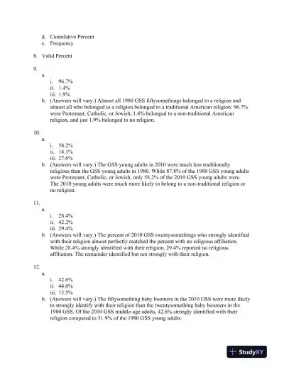Solution Manual for Answering Questions With Statistics, 1st Edition - Page 9 preview image