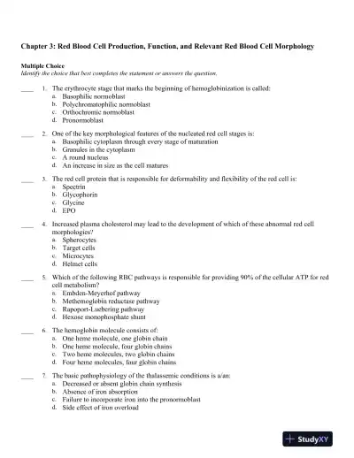 Hematology in Practice 2nd Edition Test Bank - Page 11 preview image
