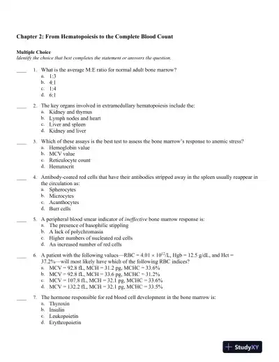 Hematology in Practice 2nd Edition Test Bank - Page 7 preview image