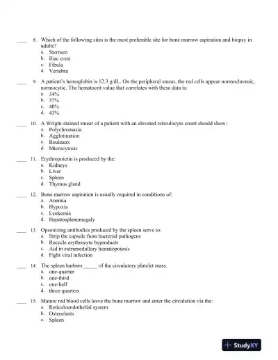Hematology in Practice 2nd Edition Test Bank - Page 8 preview image