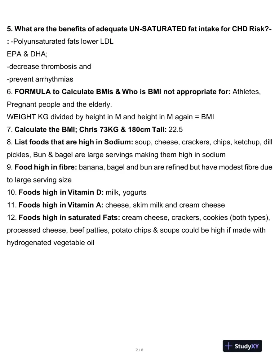 Athabasca University Nutrition 331 Nursing Diagnosis Final Exam With Answers (73 Solved Questions), page 3