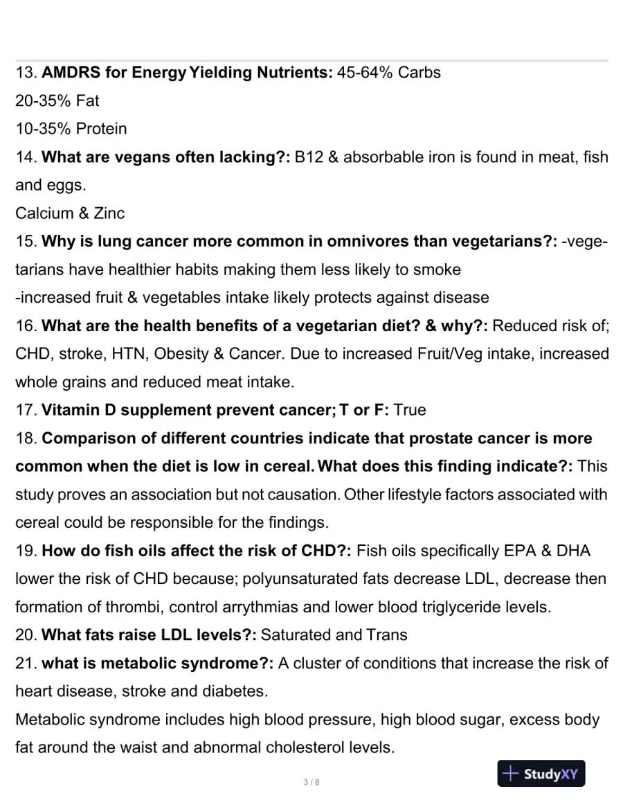 Athabasca University Nutrition 331 Nursing Diagnosis Final Exam With Answers (73 Solved Questions), page 4