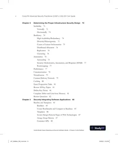 CompTIA Advanced Security Practitioner (CASP+) CAS-004 Cert Guide (2022) - Page 13 preview image