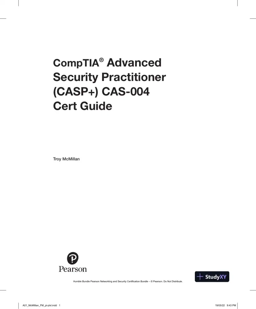 CompTIA Advanced Security Practitioner (CASP+) CAS-004 Cert Guide (2022), page 4