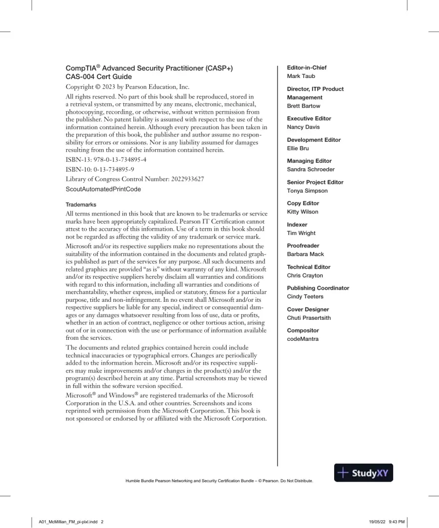 CompTIA Advanced Security Practitioner (CASP+) CAS-004 Cert Guide (2022), page 5
