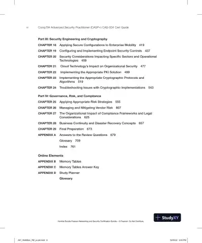 CompTIA Advanced Security Practitioner (CASP+) CAS-004 Cert Guide (2022) - Page 9 preview image