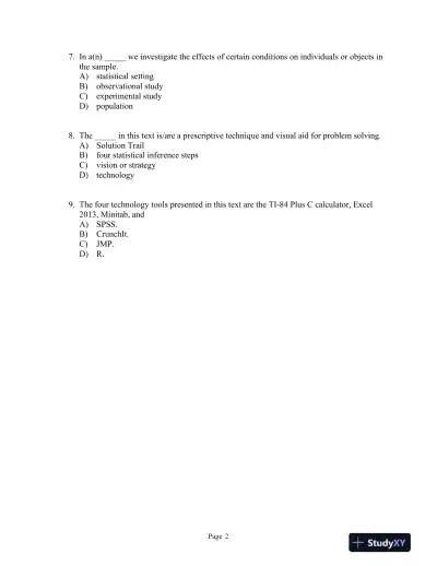 Introductory Statistics: A Problem Solving Approach Second Edition Test Bank - Page 3 preview image