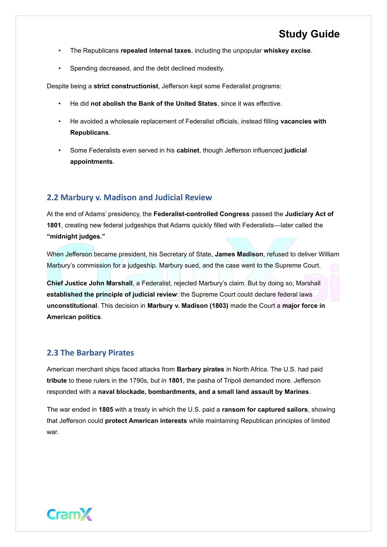 U.S. History I - The Jeffersonian Republicans 1800–1824 - Page 4 preview image
