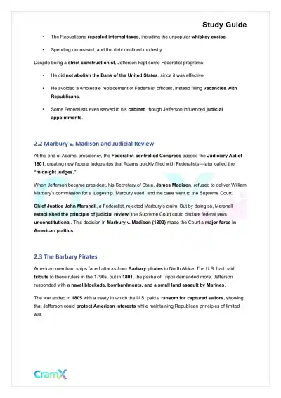 U.S. History I - The Jeffersonian Republicans 1800–1824 - Page 4 preview image