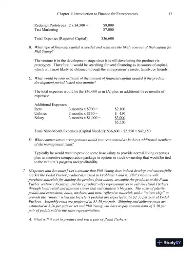 Solution Manual for Entrepreneurial Finance, 6th Edition - Page 14 preview image