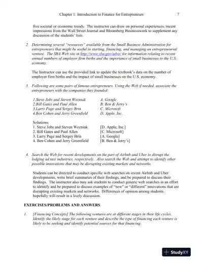 Solution Manual for Entrepreneurial Finance, 6th Edition - Page 8 preview image